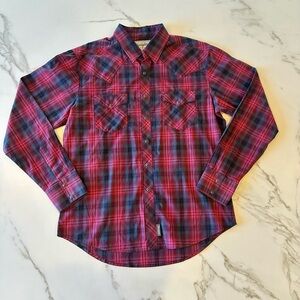 Wrangler Red and Blue Plaid Casual Shirt